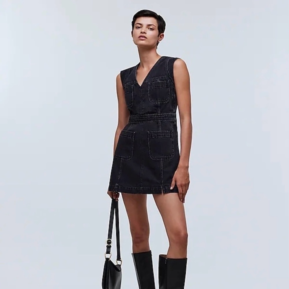 Madewell Cap Sleeve Denim Mini Dress Tarrybrook Wash, 4